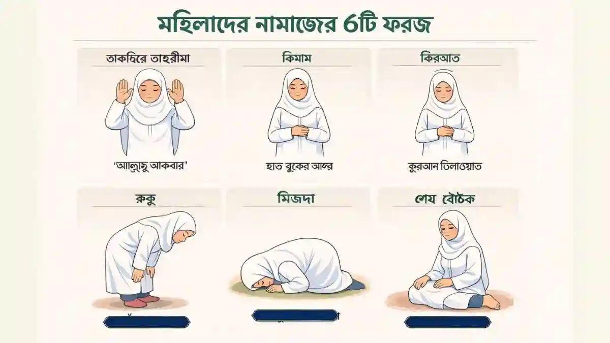 চিত্রসহ মহিলাদের নামাজের নিয়ম । ছবি