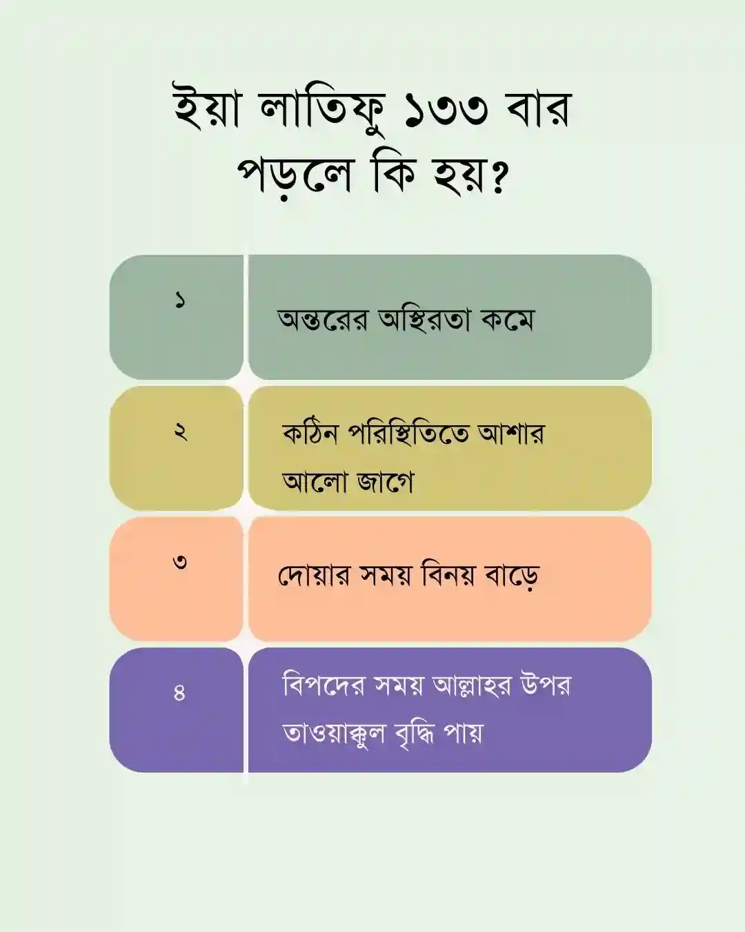 ইয়া লাতিফু ১৩৩ বার পড়লে কি হয়